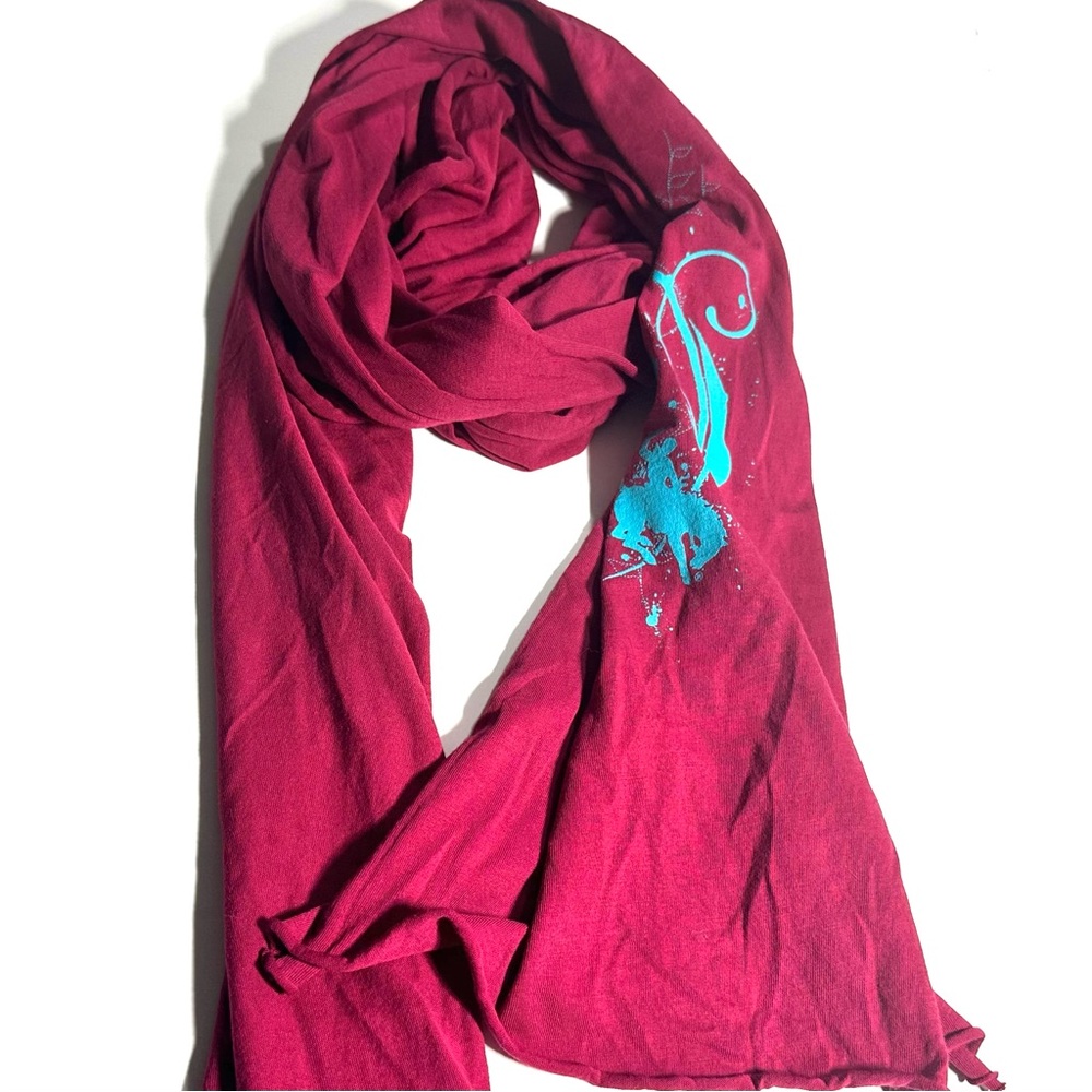 Alternative Brand Extra Long Cotton Scarf Bucking Bronco Fuchsia Turquoise Blue